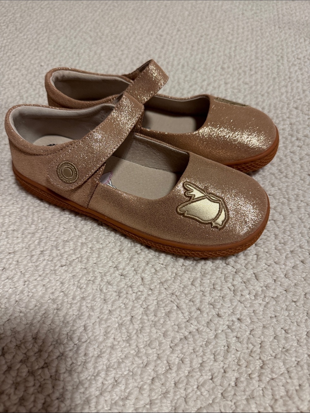 Kids Mary Jane Shoes in Rose Gold - Glitter Strap